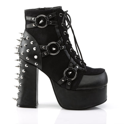DemoniaCult Botas de tobillo para mujeres CHARADE-100 BLK Vegan Leather-Suede