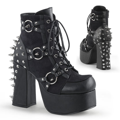 DemoniaCult Botas de tobillo para mujeres CHARADE-100 BLK Vegan Leather-Suede