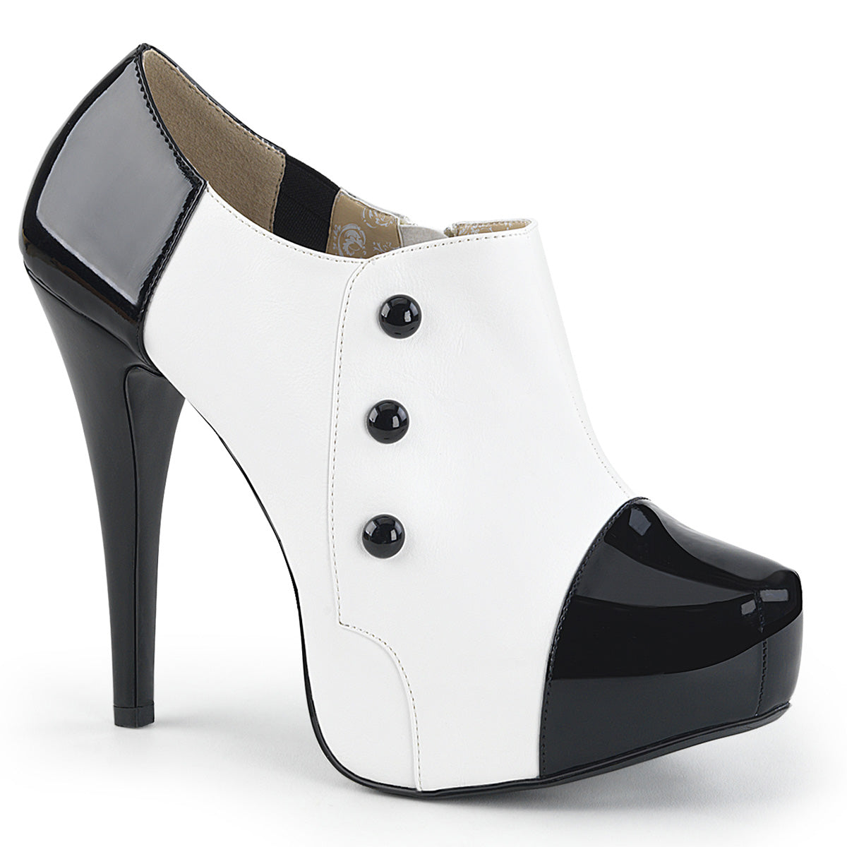 Pleaser Pink Label Bombas para mujer CHLOE-11 BLK-WHT PAT