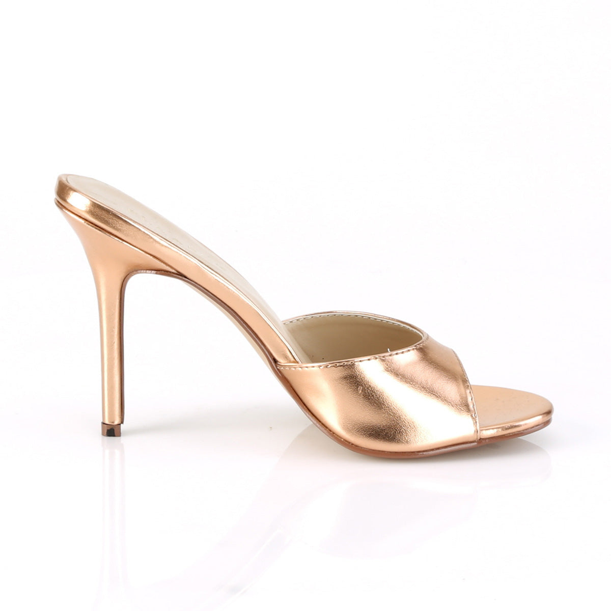 Pleaser Bombas para mujer CLASSIQUE-01 PU metálica de oro rosa