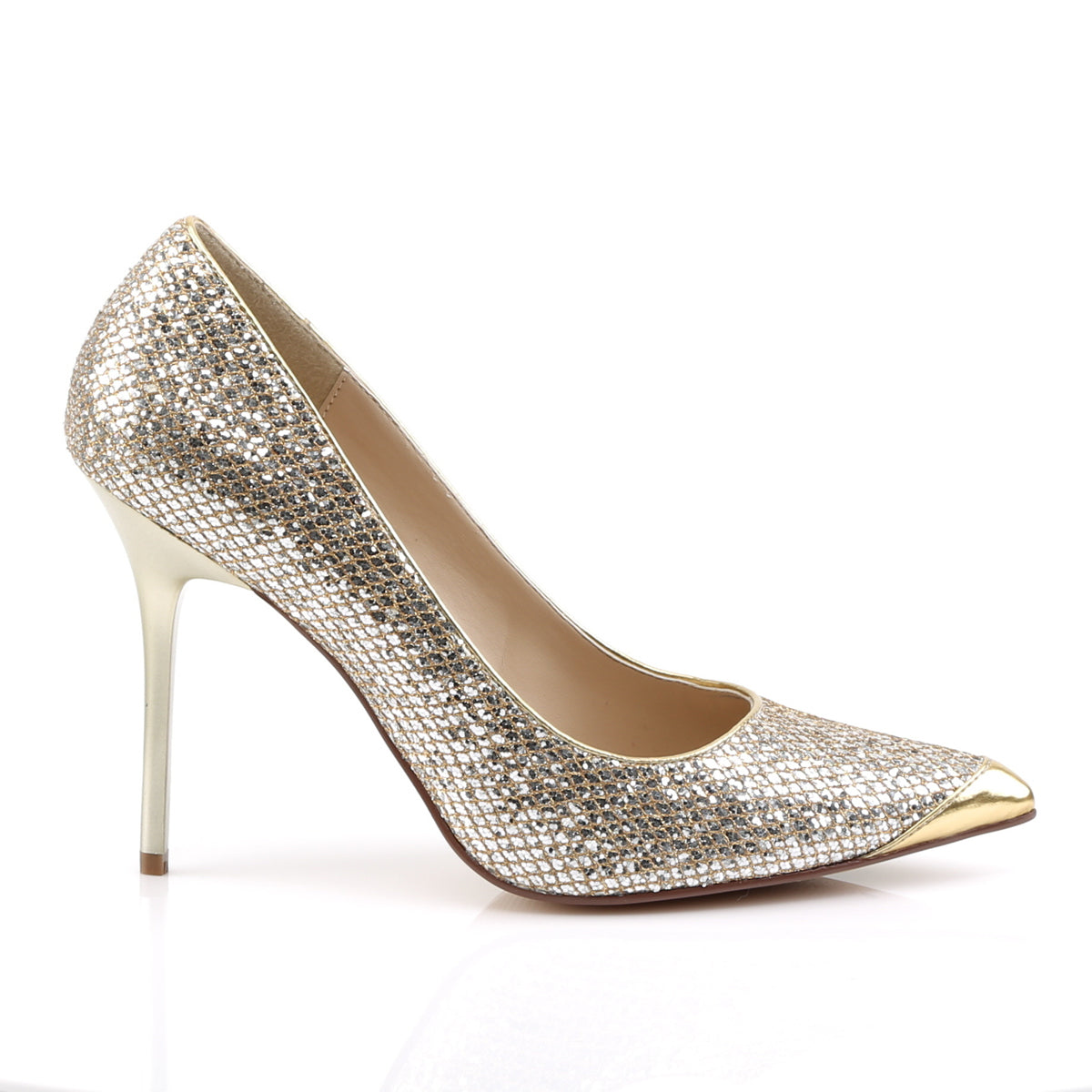 Pleaser Womens Pumps CLASSIQUE-20 Gold Glittery Lame Pu