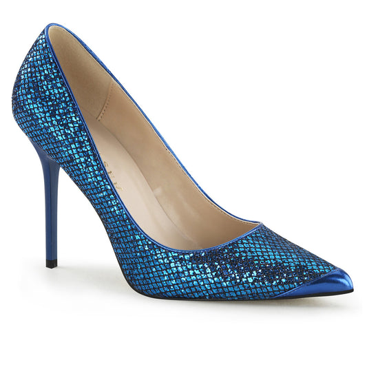 Pleaser Bombas para mujer CLASSIQUE-20 tela de Lame Glittery azul marino