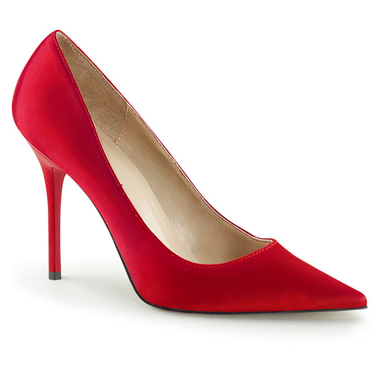 Pleaser Bombas para mujer CLASSIQUE-20 satinado rojo