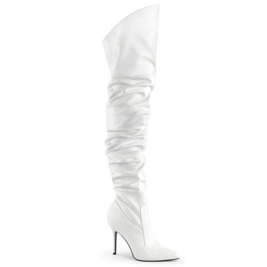 Pleaser Botas de mujer CLASSIQUE-3011 Wht Faux Leather