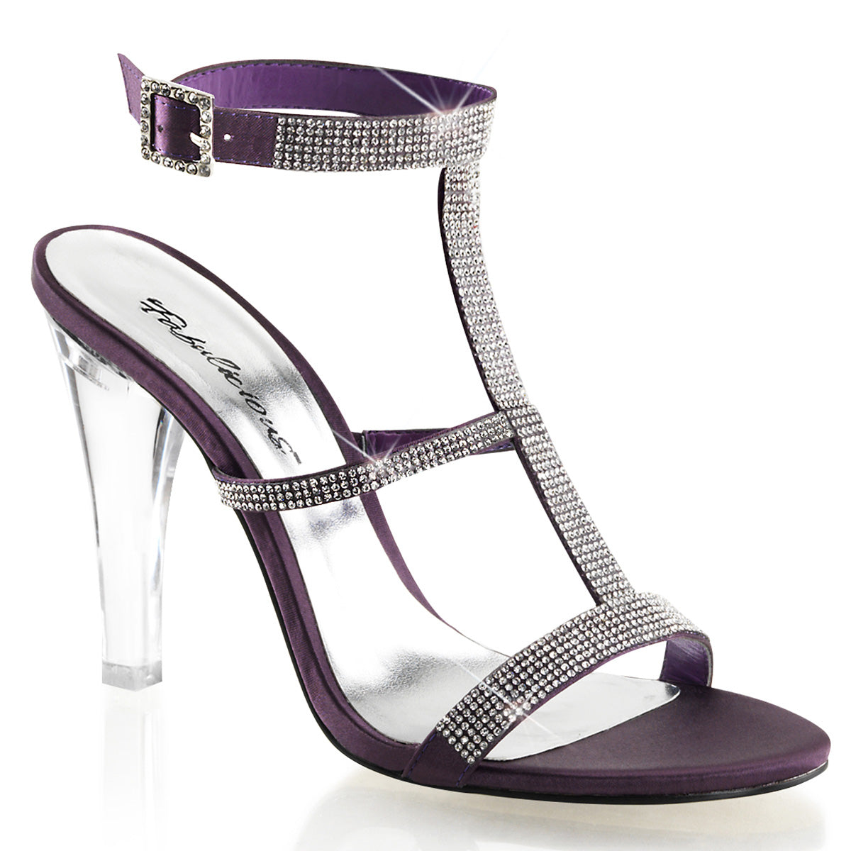 Fabulicious Sandalias para mujer CLEARLY-418 satén de berenjena