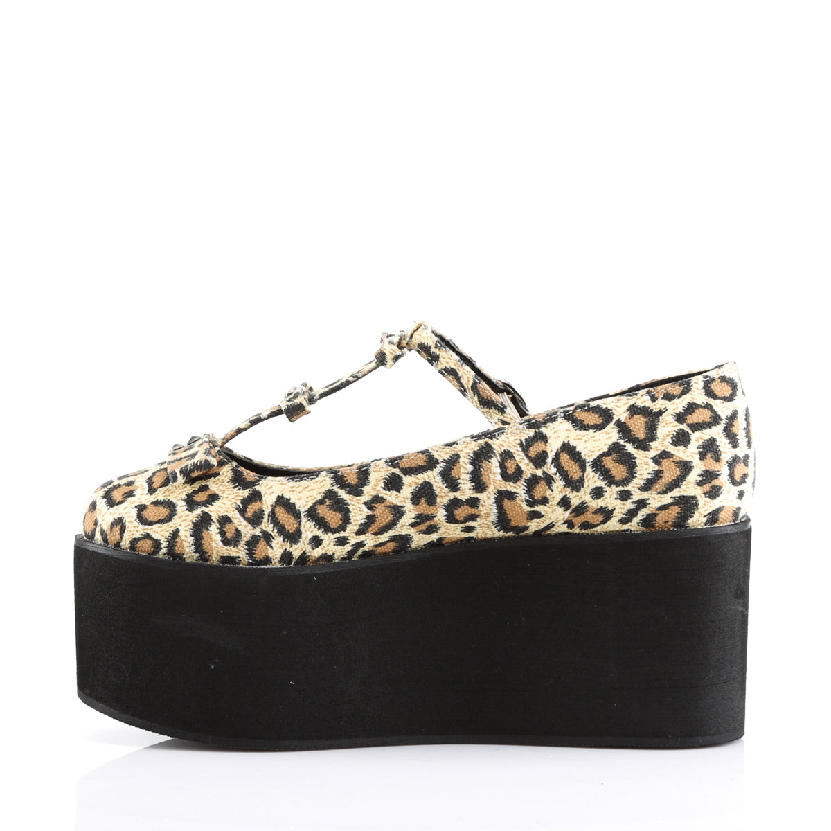 DemoniaCult Womens Pumps CLICK-08 Leopard Print Canvas