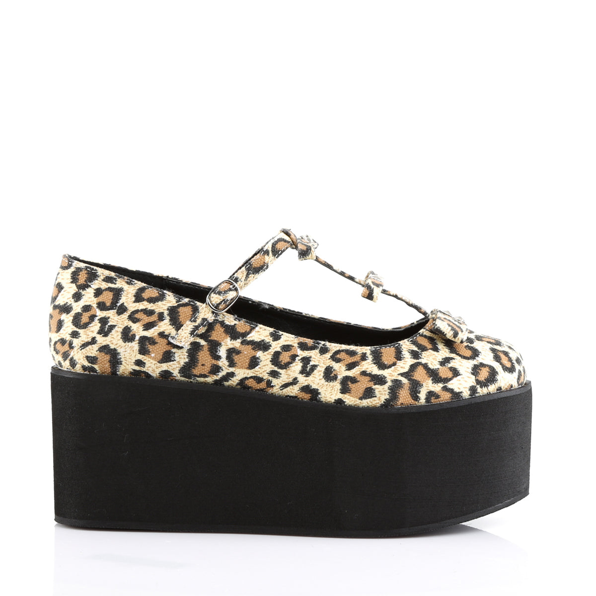 DemoniaCult Womens Pumps CLICK-08 Leopard Print Canvas