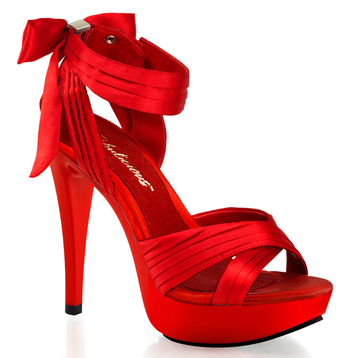 Fabulicious Sandalias para mujer COCKTAIL-568 rojo satinado / rojo