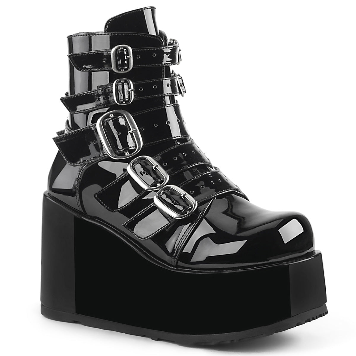DemoniaCult Botas de tobillo para mujeres CONCORD-57 Blk Pat