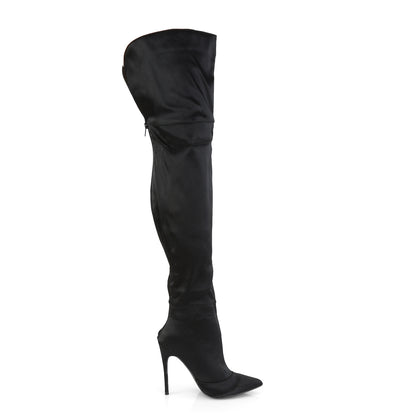 Pleaser Botas de mujer COURTLY-3012 Blk Stretch Satin