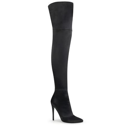 Pleaser Botas de mujer COURTLY-3012 Blk Stretch Satin