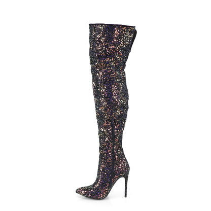 Pleaser Botas de mujer COURTLY-3015 BLK Multi Brillo