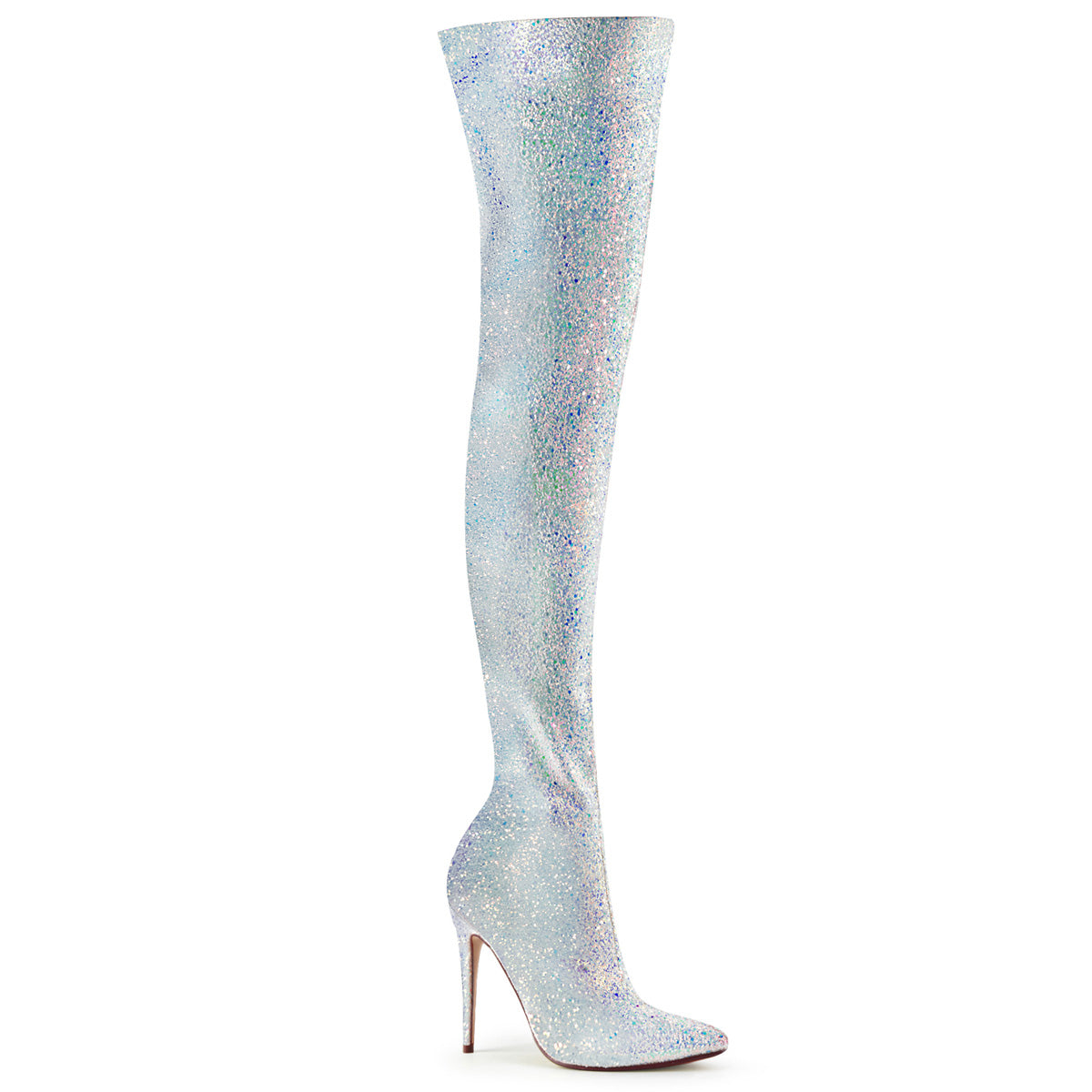 Pleaser Botas de mujer COURTLY-3015 Wht Multi Brillo