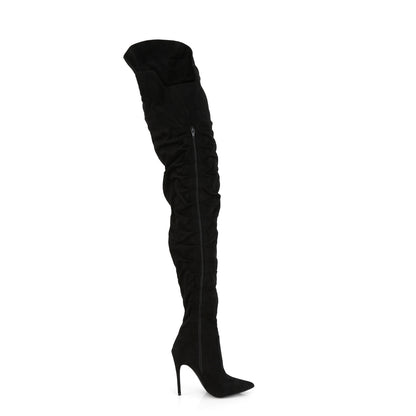 Pleaser Botas de mujer COURTLY-4017 BLK Faux Suede