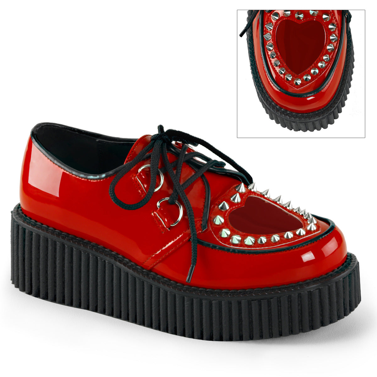DemoniaCult Zapato bajo para mujer CREEPER-108 PAT-PVC rojo