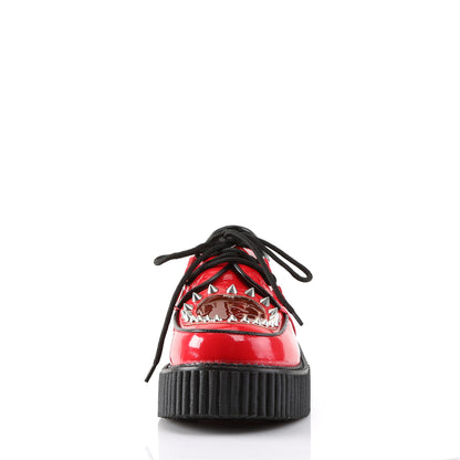 DemoniaCult Zapato bajo para mujer CREEPER-108 PAT-PVC rojo