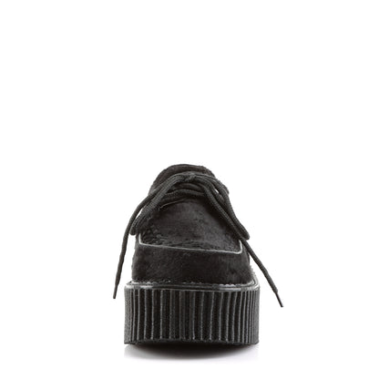 DemoniaCult Womens Low Shoe CREEPER-202 Blk Fur
