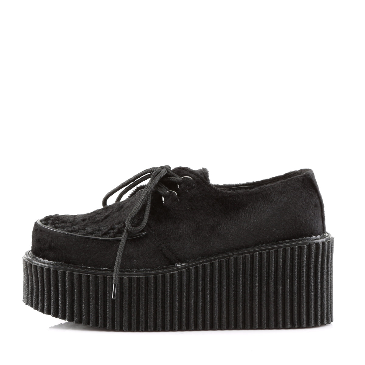 DemoniaCult Womens Low Shoe CREEPER-202 Blk Fur
