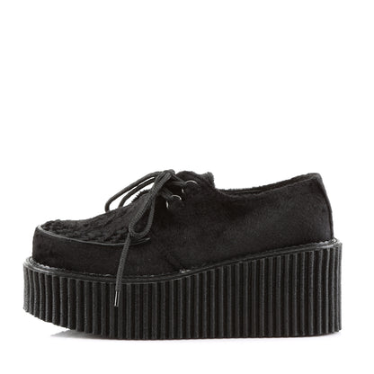 DemoniaCult Womens Low Shoe CREEPER-202 Blk Fur