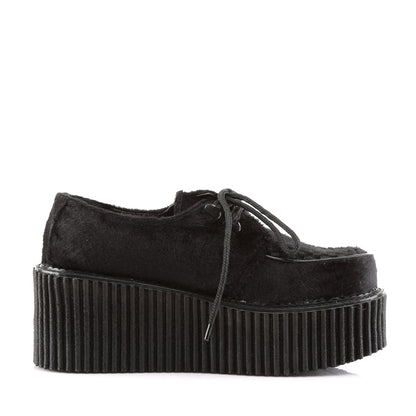 DemoniaCult Womens Low Shoe CREEPER-202 Blk Fur