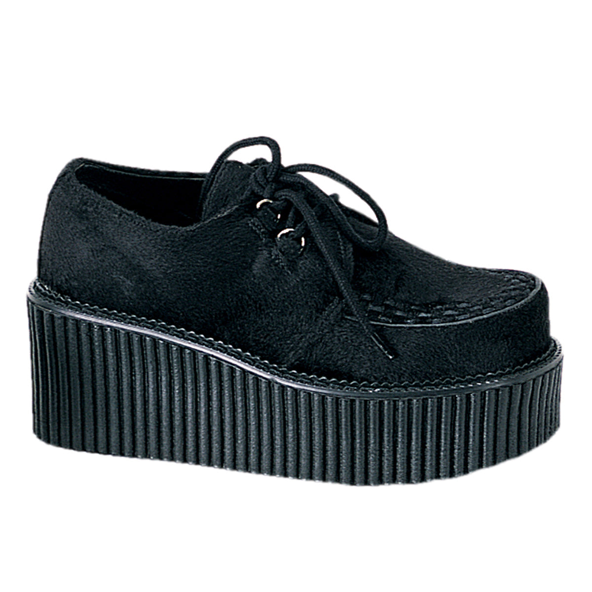 DemoniaCult Womens Low Shoe CREEPER-202 Blk Fur