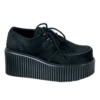 DemoniaCult Womens Low Shoe CREEPER-202 Blk Fur
