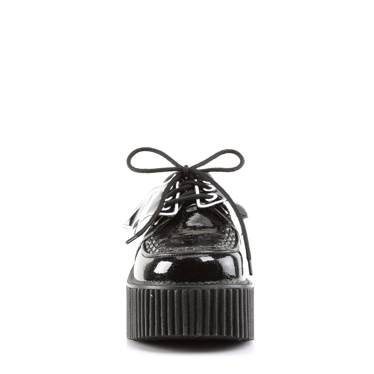 DemoniaCult Zapato bajo para mujer CREEPER-205 BLK GLITTER VINIL