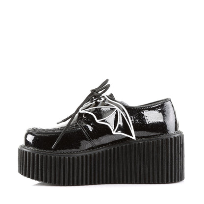 DemoniaCult Zapato bajo para mujer CREEPER-205 BLK GLITTER VINIL