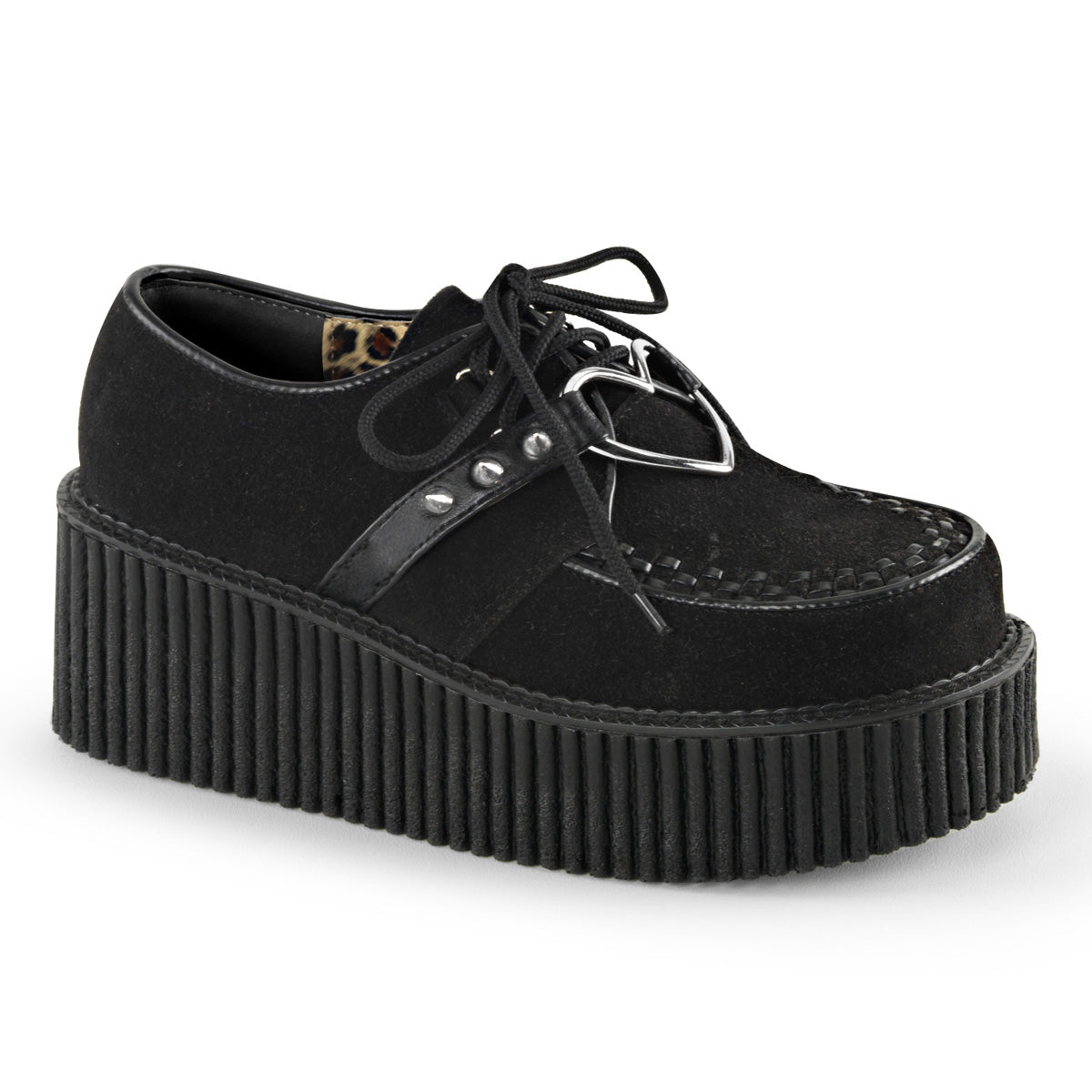 DemoniaCult Zapato bajo para mujer CREEPER-206 cuero vegano de gamuza vegano