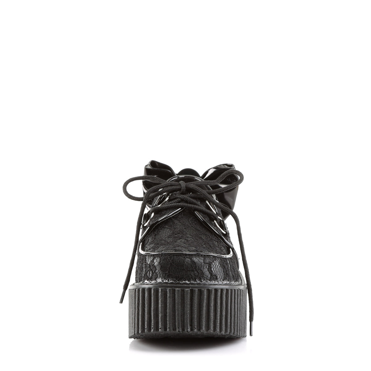 DemoniaCult Womens Low Shoe CREEPER-212 Blk Vegan Leather-Lace