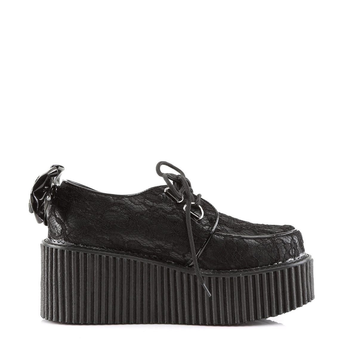 DemoniaCult Womens Low Shoe CREEPER-212 Blk Vegan Leather-Lace