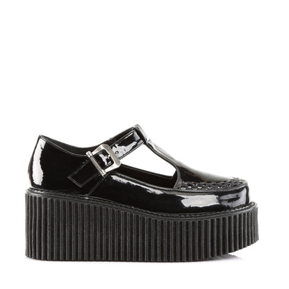 DemoniaCult Womens Low Shoe CREEPER-214 Blk Pat