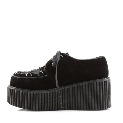 DemoniaCult Zapato bajo para mujer CREEPER-216 BLK Vegan Suede