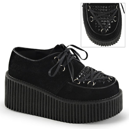 DemoniaCult Zapato bajo para mujer CREEPER-216 BLK Vegan Suede