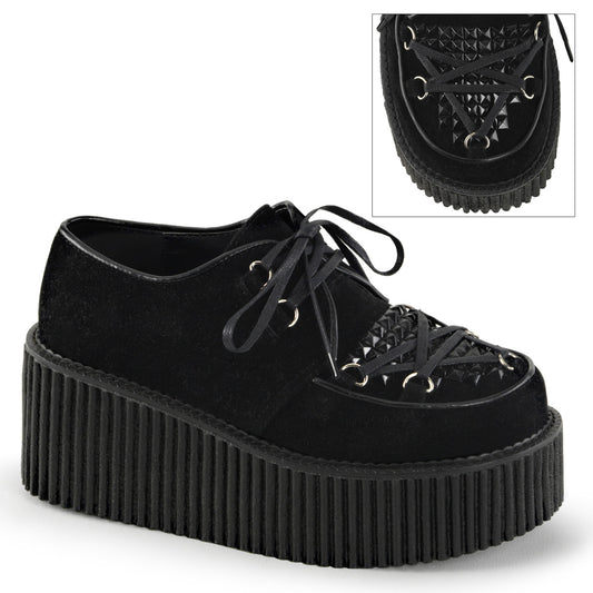 DemoniaCult Zapato bajo para mujer CREEPER-216 BLK Vegan Suede