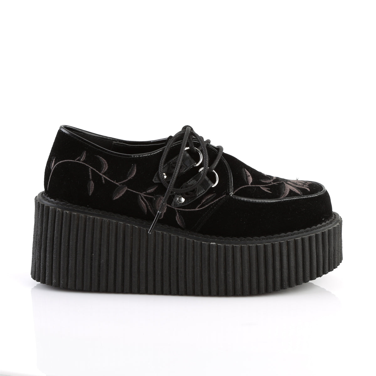 DemoniaCult Zapato bajo para mujer CREEPER-219 BLK VELVET