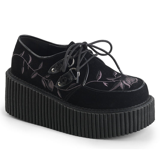 DemoniaCult Zapato bajo para mujer CREEPER-219 BLK VELVET