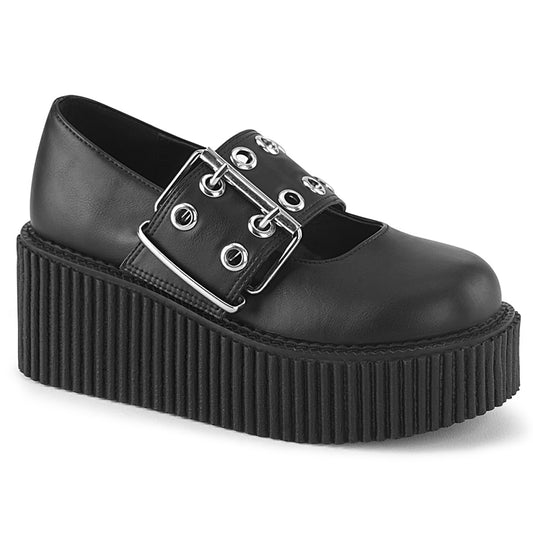 DemoniaCult  Zapato bajo CREEPER-230 BLK de cuero vegano