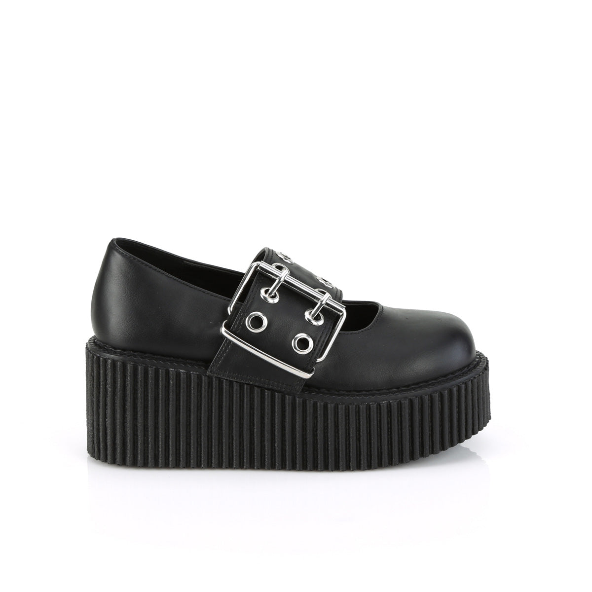 DemoniaCult  Zapato bajo CREEPER-230 BLK de cuero vegano