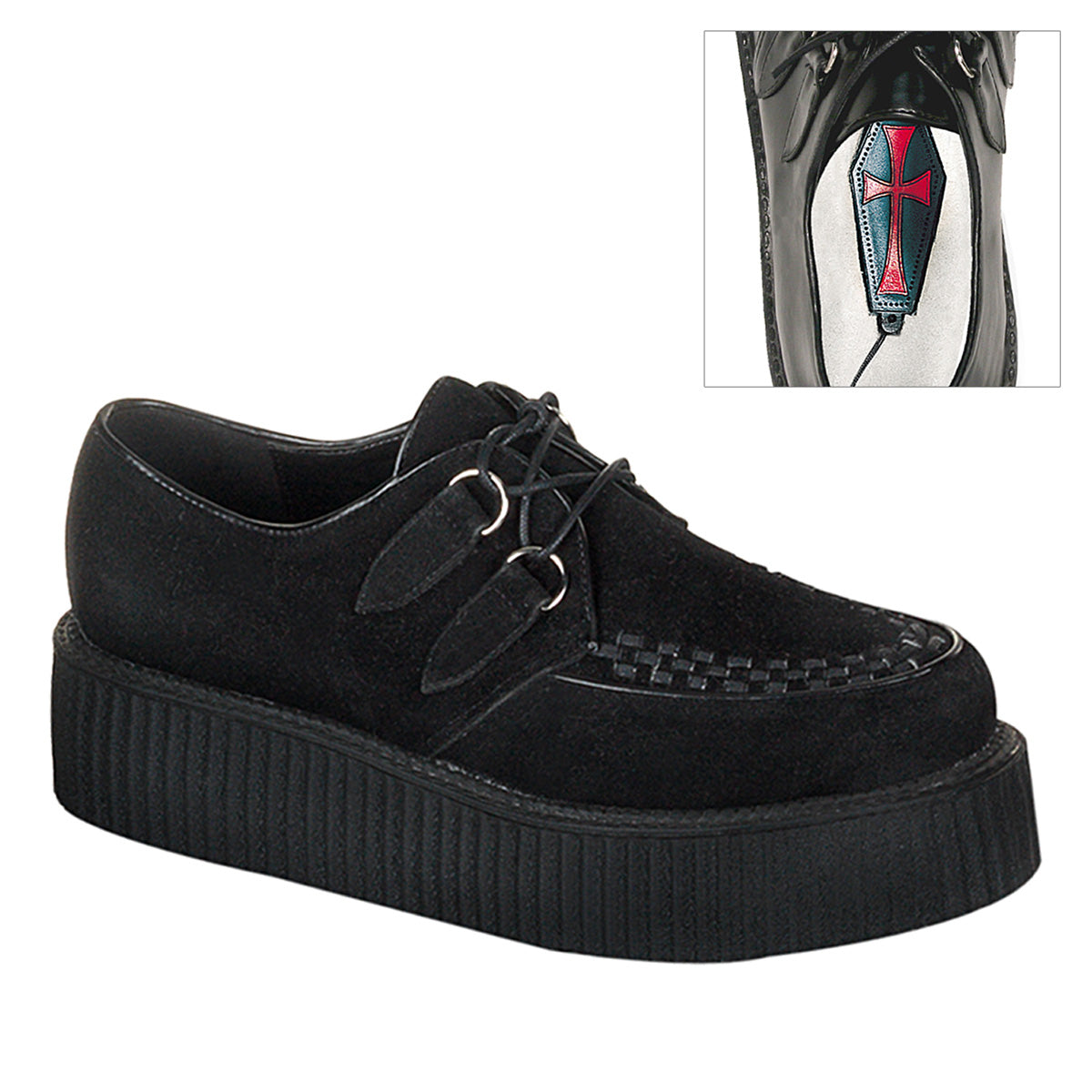 DemoniaCult Zapato bajo para hombre CREEPER-402S BLK SUDE