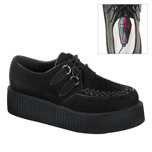 DemoniaCult Zapato bajo para hombre CREEPER-402S BLK SUDE