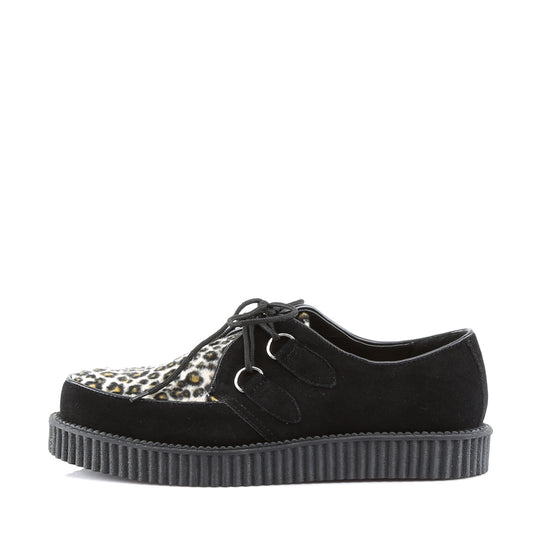 DemoniaCult Zapato bajo para hombre Creeper-600 pelaje de gama de gamuza blk