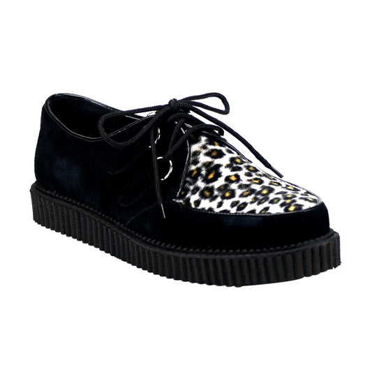 DemoniaCult Zapato bajo para hombre Creeper-600 pelaje de gama de gamuza blk