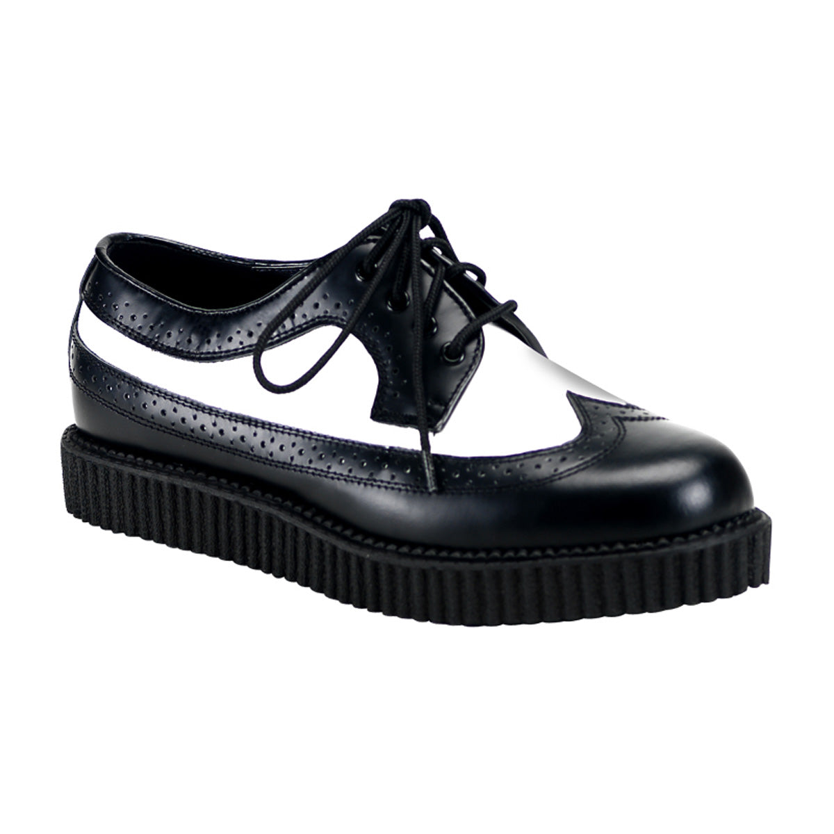 DemoniaCult Zapato bajo para hombre CREEPER-608 Blk-wht cuero