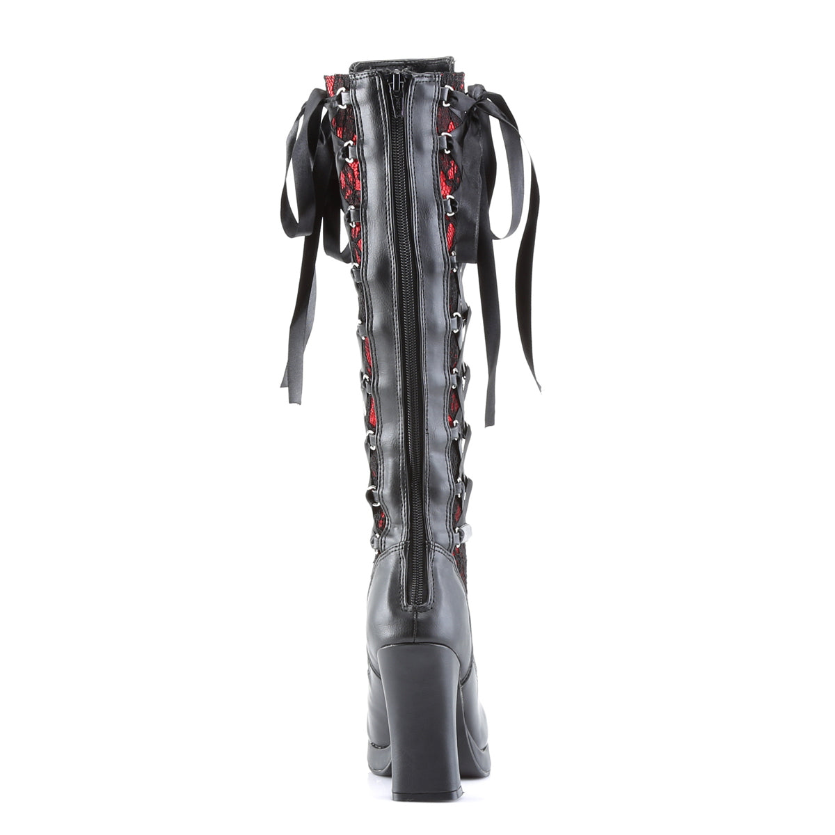DemoniaCult Botas de mujer CRYPTO-106 cuero vegano blk-rojo