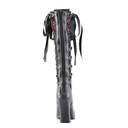 DemoniaCult Botas de mujer CRYPTO-106 cuero vegano blk-rojo