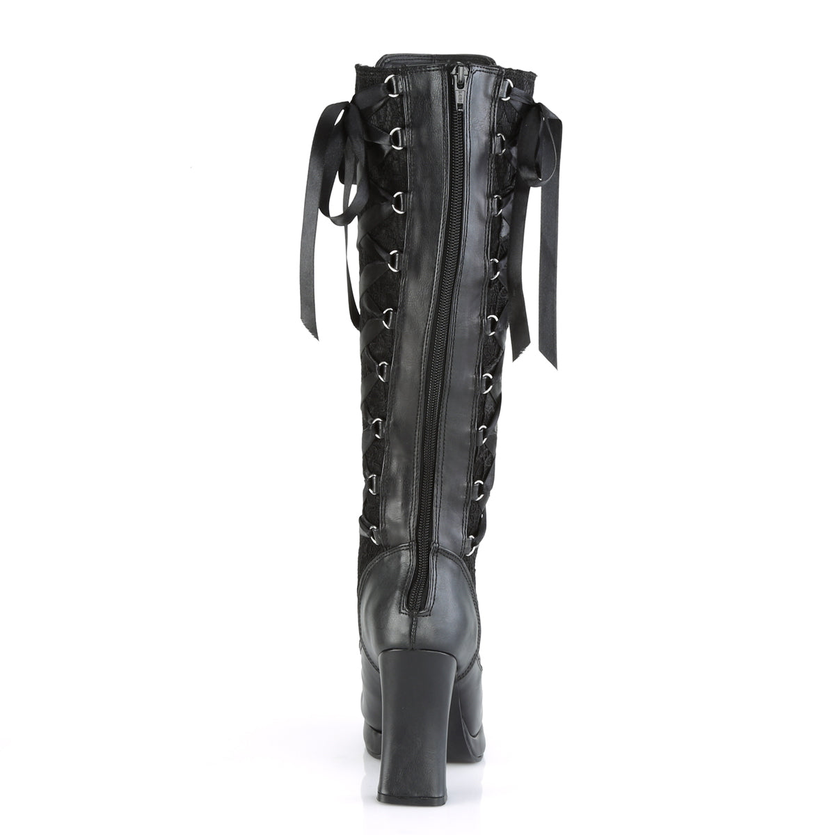 DemoniaCult Womens Boots CRYPTO-106 Blk Vegan Leather-Lace