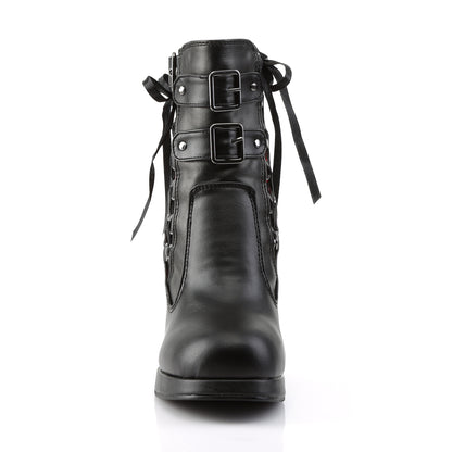 DemoniaCult Botas de tobillo para mujeres CRYPTO-51 cuero vegano de encaje rojo blk