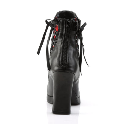 DemoniaCult Botas de tobillo para mujeres CRYPTO-51 cuero vegano de encaje rojo blk