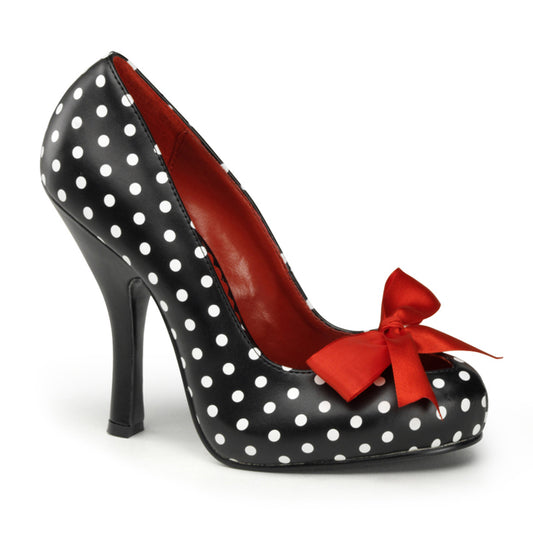 Pin Up Couture Bombas para mujer CUTIEPIE-06 BLK-WHT PU (impresión de lunares)
